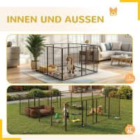Welpenauslauf, modulares Design, 16 Elemente, 2 Türen, wetterfest, Stahl, 3,2 x 3,2 x 1 m, grau