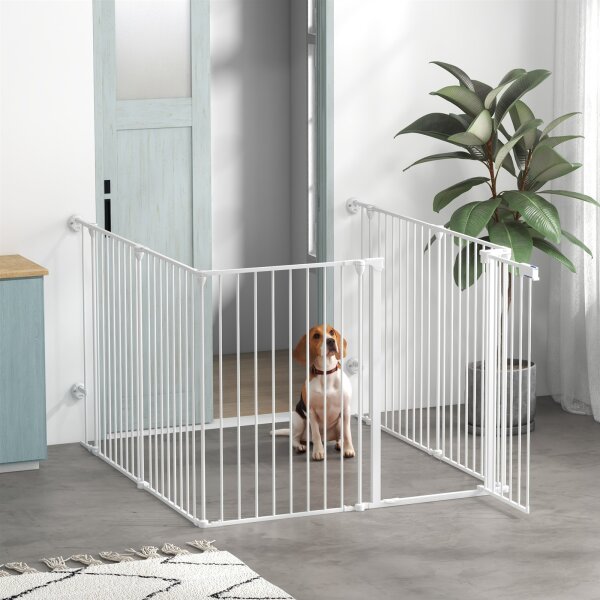 Welpenauslauf, modulares Design, klappbar, Stahlrahmen, für Innen, weiß, 90 x 123 x 102cm