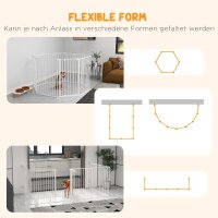 2-in-1 Welpenauslauf und Absperrgitter, 8 Paneele, verriegelbare Tür, Stahl, 90 cm Höhe, weiß