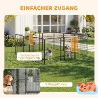 Welpenlaufstall 12-teilig Welpenauslauf faltbar mit 2 Tür 12 Gitterplatten Stahl je 80x100 cm Grau