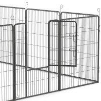 Welpenlaufstall 12-teilig Welpenauslauf faltbar mit 2 Tür 12 Gitterplatten Stahl je 80x100 cm Grau