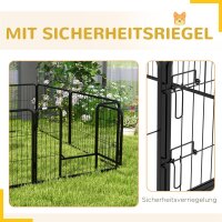 Welpenauslauf Welpengehege Tiergehege, klappbar, verriegelbare Tür, wetterbeständig, 8 Paneele, Schwarz
