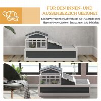 Schuldkrötenhaus, 2 Ebenen, für drinnen und draußen, Balkon, Tannenholz, Grau