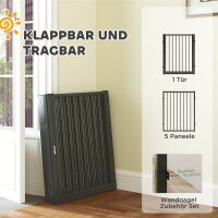 Welpenauslauf, Hundeauslauf, Welpengehege, 6 Paneele mit Tür, faltbarer und tragbarer Hundezaun, Stahl, Schwarz