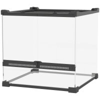 Glas-Terrarium für Reptilien, erhöhter & wasserdichter Boden, Knopfschloss