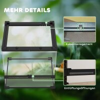 Glas-Terrarium für Reptilien, erhöhter & wasserdichter Boden, Knopfschloss