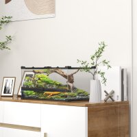 Glas-Terrarium für Reptilien, erhöhter & wasserdichter Boden, Knopfschloss