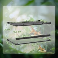 Glas-Terrarium für Reptilien, erhöhter & wasserdichter Boden, Knopfschloss