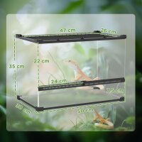 Glas-Terrarium für Reptilien, erhöhter & wasserdichter Boden, Knopfschloss