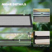 Glas-Terrarium für Reptilien, erhöhter & wasserdichter Boden, Knopfschloss
