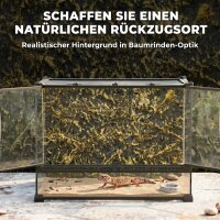 Terrarium für Reptilien Glasterrarium 48L mit Frontbelüftung Steinrückwand Drehverschluss 50 x 30 x 35 cm Schwarz