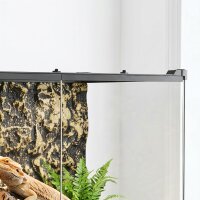 Terrarium für Reptilien Glasterrarium 48L mit Frontbelüftung Steinrückwand Drehverschluss 50 x 30 x 35 cm Schwarz