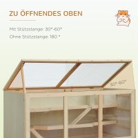 Hamsterkäfig aus Holz 3 Etagen Nagerkäfig mit reinigbar Ablage Kleintierkäfig mit klappbarem Deckel Treppen Holzkäfig Käfig für Hamster Zwerghamster 115 x 57 x 55 cm Naturholz