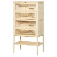 Hamsterkäfig aus Holz 5 Etagen Nagarium Nagerkäfig Kleintierkäfig mit Gitterdach Rampen, Holzkäfig Mäusekäfig groß Käfig für Hamster Zwerghamster 60 x 40 x 120 cm Naturholz