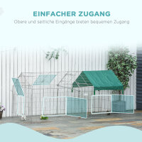 Laufgitter für Kleintiere, Außengehege, 4 Bodenspieße, 220 cm x 103 cm x 103 cm, Schwarz + Grün