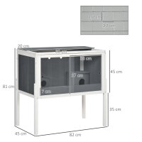 Hamsterkäfig, 3000 cm² Zwerghamsterkäfig aus Holz und Metall, mit 2 Hütten, Acrylschiebetüren, stabil, sicher, Grau+Weiß
