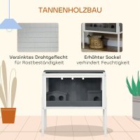 Hamsterkäfig, 3000 cm² Zwerghamsterkäfig aus Holz und Metall, mit 2 Hütten, Acrylschiebetüren, stabil, sicher, Grau+Weiß