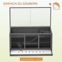 Zwerghamsterkäfig, Nagerkäfig, Kleintierbox, abschließbar, Holz, pflegeleicht, Grau
