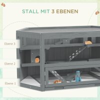 Hamsterkäfig, 3 Etagen, herausnehmbare Wanne, Holz/Metall, 115x60x55 cm