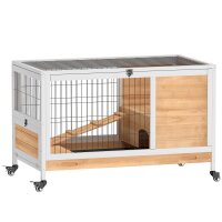 Kaninchenstall aus Holz Hasenstall mit 2 Etagen Klappdach...