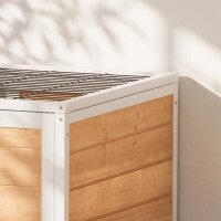 Kaninchenstall aus Holz Hasenstall mit 2 Etagen Klappdach Rädern Zwei Eingängen Rampe Ausziehbarem Tablett 90x53x59cm