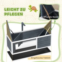 Schildkrötenhaus mit leicht zu öffnender Oberseite, Lampenvorrichtung, transparenter Front, 120 x 50 x 40 cm, Grau
