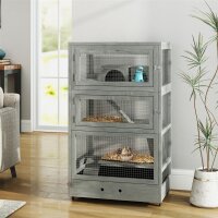 4-stufiger Hamsterkäfig aus Holz, mit Hütten,...