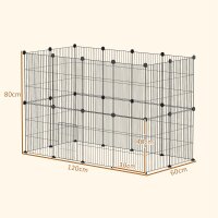 Kleintierkäfig, Außengehege, modulare Bauweise, 0,72 m² Fläche, Stahl, Schwarz