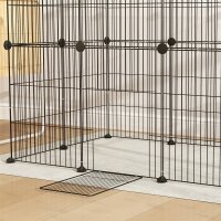 Kleintierkäfig, Außengehege, modulare Bauweise, 0,72 m² Fläche, Stahl, Schwarz