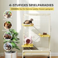 Kleintierkäfig, Haustierkäfig mit 4 Ebenen, Futterschale, Wasserflasche, 88 x 48 x 150,5 cm, Beige