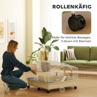 Kleintierkäfig, Balkon, Rampe, Futtertrog, Wasserflasche, 2-Ebenen-Design, Weiß