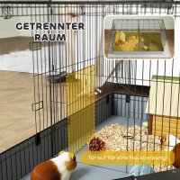 2-in-1-Zwerghamsterkäfig, Kleintierkäfig, Stoffboden, Sitzstangen, Rampe, Schwarz