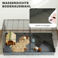 2-in-1-Zwerghamsterkäfig, Kleintierkäfig, Stoffboden, Sitzstangen, Rampe, Schwarz