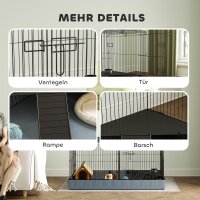 2-in-1-Zwerghamsterkäfig, Kleintierkäfig, Stoffboden, Sitzstangen, Rampe, Schwarz