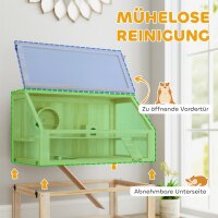 Hamsterkäfig aus Holz 3 Etagen Nagarium Nagerkäfig mit klappbarem Deckel Laufrad 80 x 50 x 76 cm Naturholz