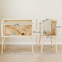 Hamsterkäfig, Zwerghamstergehege, Kleintierstall mit Zubehör, Wasserflasche, 110 x 52 x 101 cm, Holz, Kunststoff