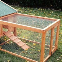 Kleintierstall Kleintierkäfig, 2 Freigehegen, 2 Rampen, 309 cm x 79 cm x 86 cm, Natur + Grün