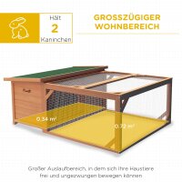 Kleintierstall mit Freigehege, herausnehmbare Bodenwanne, wetterbeständig, 125,5 cm x 100 c x 49 cm Grün + Natur