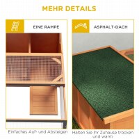 Kleintierstall mit Freigehege, herausnehmbare Bodenwanne, wetterbeständig, 125,5 cm x 100 c x 49 cm Grün + Natur