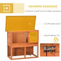 Kleintierstall 2 Ebenen wetterbeständig Tannenholz Natur + Grün