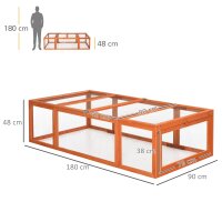 Freilaufgehege für Kleintiere Aufklappbares Dach Tannenholz Orange