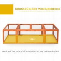 Freilaufgehege für Kleintiere Aufklappbares Dach Tannenholz Orange