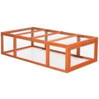 Freilaufgehege für Kleintiere Aufklappbares Dach Tannenholz Orange