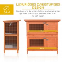 Kleintierstall 2 Ebenen wetterbeständig Tannenholz Grün + Natur