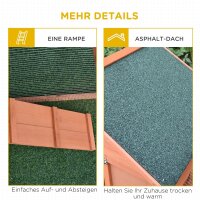 Kaninchenstall aus Holz auf Zwei Etagen mit Rampe 144x64,5x100 cm Hasenstall mit wasserabweisend Bitumendach Kleintierstall Winterfest für draußen mit mehreren Eingängen herausnehmbar Schublade