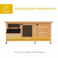 Hasenstall Winterfest Kaninchenstall aus Holz 112x50x54 cm Kaninchenkäfig mit Bitumendach, 2 Türen, Metallgitter, Hasenkäfig für Kaninchen, Meerschweinchen Outdoor Natur+Schwarz