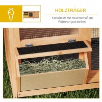 Hasenstall Winterfest Kaninchenstall aus Holz 112x50x54 cm Kaninchenkäfig mit Bitumendach, 2 Türen, Metallgitter, Hasenkäfig für Kaninchen, Meerschweinchen Outdoor Natur+Schwarz