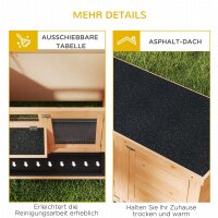 Hasenstall Winterfest Kaninchenstall aus Holz 112x50x54 cm Kaninchenkäfig mit Bitumendach, 2 Türen, Metallgitter, Hasenkäfig für Kaninchen, Meerschweinchen Outdoor Natur+Schwarz