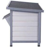 Hasenstall Winterfest Kaninchenstall aus Holz 112x50x54 cm Kaninchenkäfig mit Bitumendach, 2 Türen, Metallgitter, Hasenkäfig für Kaninchen, Meerschweinchen Outdoor Grau+Schwarz