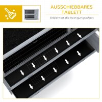 Hasenstall Kaninchenstall aus Holz mit 2 Etagen Asphaltdach Bodenwanne Türen für Kleintiere 136,4 x 50 x 93 cm Grau
